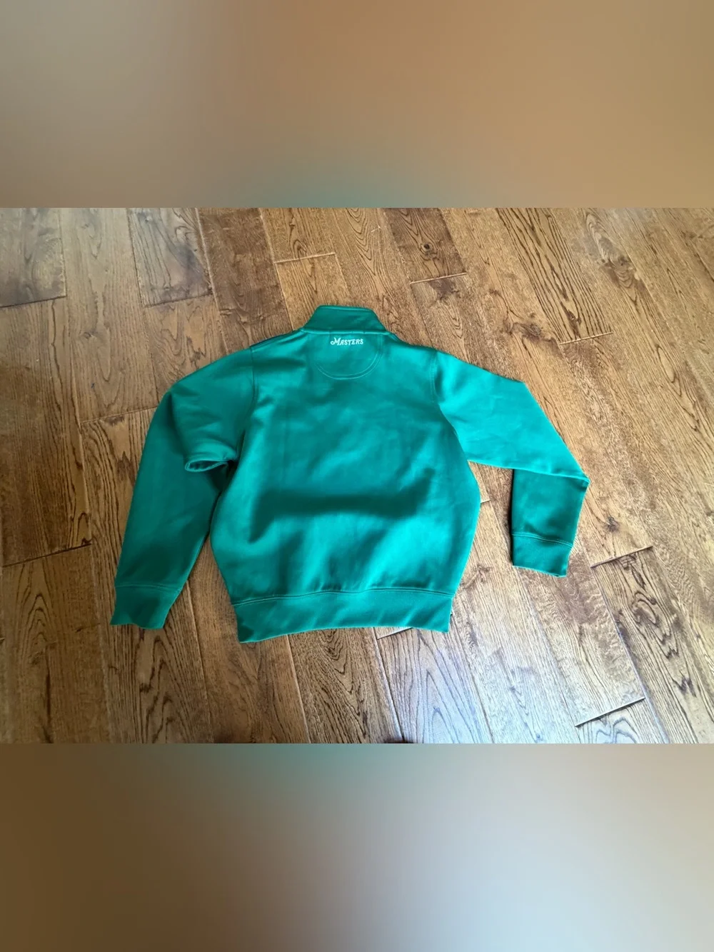 Masters Kids Green Navy golf quarter zip M 8-10 perfect cond smoke pet free